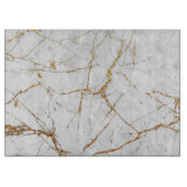 白及び金ゴールドの大理石 カッティングボード (正面)