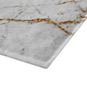 白及び金ゴールドの大理石 カッティングボード (角)