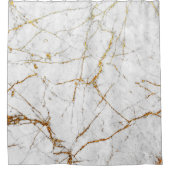 白及び金ゴールドの大理石 シャワーカーテン (正面)