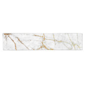 白及び金ゴールドの大理石 ショートテーブルランナー (横)