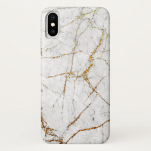 白及び金ゴールドの大理石 iPhone X ケース