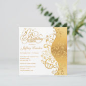 白及び金ゴールドの第50誕生日のパーティの招待状 招待状 (スタンド正面)