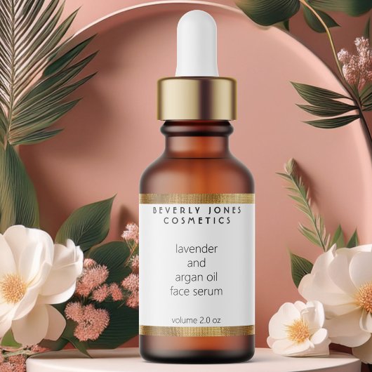 白及び金ゴールドの防水性化粧品用ドロッパーボトル ラベル