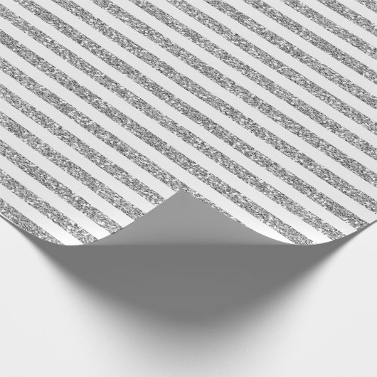 白及び銀のグリッターの線画パターン ラッピングペーパー (角)