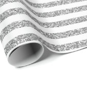 白及び銀のグリッターの線画パターン ラッピングペーパー (ロールコーナー)