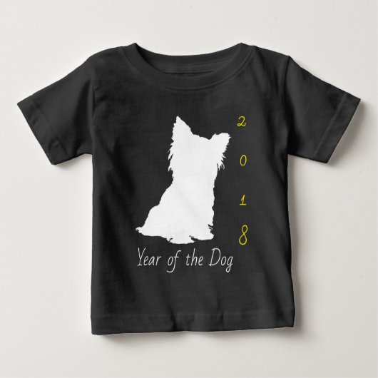 白可愛い犬中国の2018年新年ブラックベビーT ベビーTシャツ (正面)