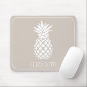 白名門私立校風のいパイナップルオンベージュ マウスパッド (マウス)
