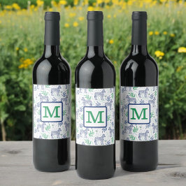 白名門私立校風のゼブラマルティニスグリーンモノグラム ワインラベル