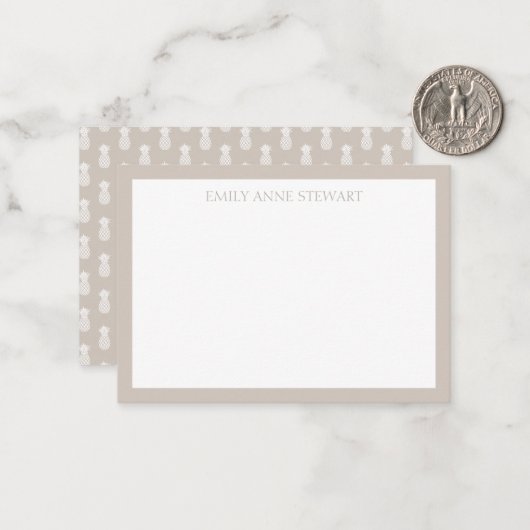 白名門私立校風のパイナップルオンベージュ ノートカード (正面/裏面インサイチュ)