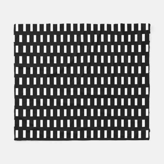 白名門私立校風の黒の幾何学模様 フリースブランケット (正面(横))