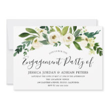 白咲き花婚約パーティ招待状
