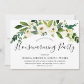 白咲き花引っ越し祝いパーティーパーティー 招待状 (正面)