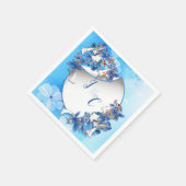 白図解入りの、写真付きの水彩月花 スタンダードカクテルナプキン (角)