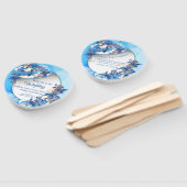 白図解入りの、写真付きの水彩月花 ハンドファン (組立なし)