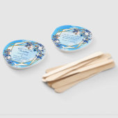 白図解入りの、写真付きの水彩月花 ハンドファン (組立なし)