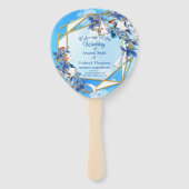 白図解入りの、写真付きの水彩月花 ハンドファン (正面)