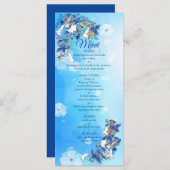 白図解入りの、写真付きの水色ムーンフラワーメニュー メニュー (正面/裏面)