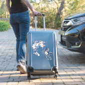 白図解入りの、写真付きの水色ムーンフラワー シール (スーツケースインサイチュ)