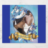 白図解入りの、写真付きの水色ムーンフラワー スパークリングワインラベル (シングルラベル)