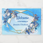 白図解入りの、写真付きの水色ムーンフラワー スパークリングワインラベル (シングルラベル)