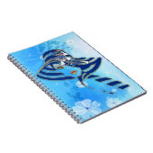 白図解入りの、写真付きの水色ムーンフラワー ノートブック (右側)