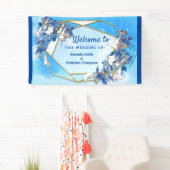 白図解入りの、写真付きの水色ムーンフラワー 横断幕 (インサイチュ)