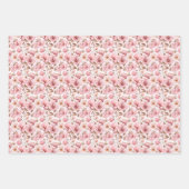 白地にほこりピンクの花 ラッピングペーパーシート (正面3)