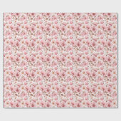 白地にほこりピンクの花 ラッピングペーパー (フラット)