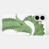 白地にオリーブグリーンのハートのドラゴン Case-Mate iPhoneケース (裏面 (横))