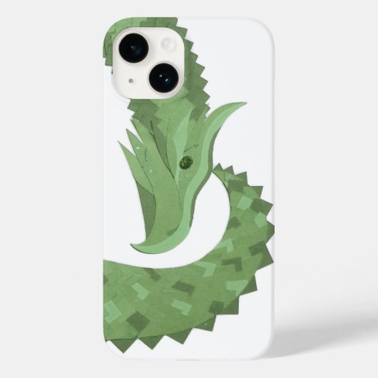 白地にオリーブグリーンのハートドラゴン Case-Mate iPhoneケース (裏面)