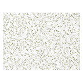 白地にオリーブグリーンの植物の蔓の模様 テーブルクロス (正面(横))