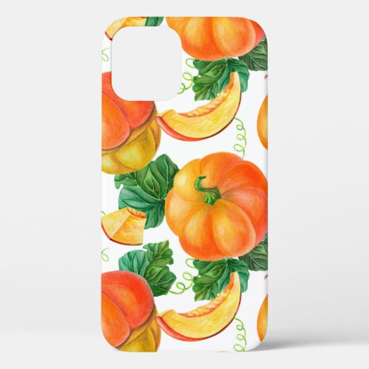 白地にオレンジカボチャ。シームレスなパッテ Case-Mate iPhoneケース (裏面)