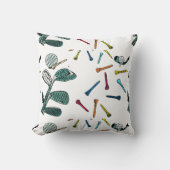 白地にカラフルティーのグラフィックを持つゴルフクラブ クッション (正面)