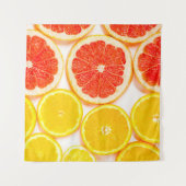 白地にカラーのかんきつ類のグラデーション タペストリー (正面(横))