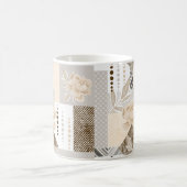 白地にクリーム色の花 コーヒーマグカップ (中央)