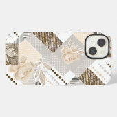白地にクリーム色の花 iPhoneケース (裏面横)