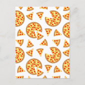 白地にクールで楽しいピザとスライスのパターン ポストカード (正面)