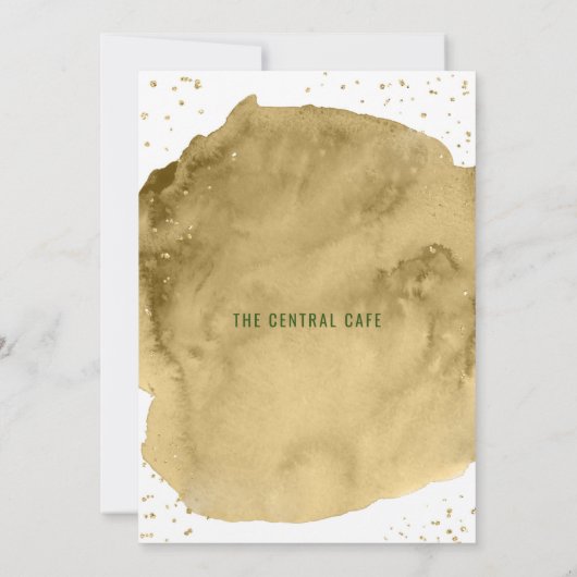 白地にゴールドの水彩筆跡のオープニング 招待状 (裏面)