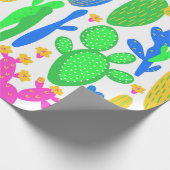 白地にサボテンを塗ったシームレスな模様。  ラッピングペーパー (角)