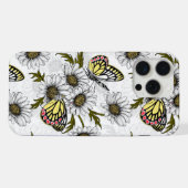 白地にジェベル蝶とデイジーの花 iPhoneケース (裏面横)