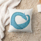 白地にターコイズのハートの竜 クッション (ブランケット)