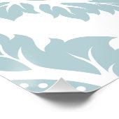 白地にダックエッグブルーの装飾ダマスク柄 ポスター (コーナー)