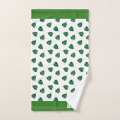 白地にテキストと緑の菩提葉 バスタオルセット (ハンドタオル)