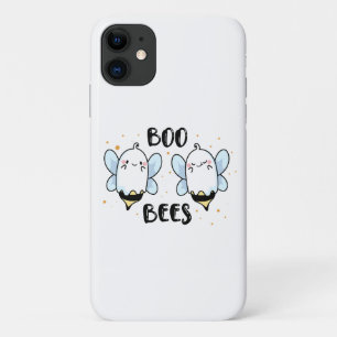 白地にハロウィンで使えるおもしろかわいい幽霊とお化けのビーズ iPhone 11 ケース