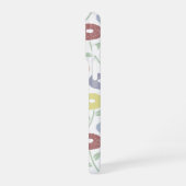白地にパステルカラーのもこもこ花リピートパターン iPhoneケース (左側面)