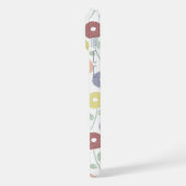 白地にパステルカラーのもふもふお花の繰り返しパターン iPhoneケース (左側面)
