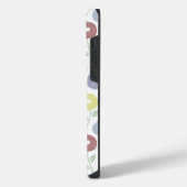 白地にパステルカラーのもふもふお花の繰り返しパターン iPhoneケース (左側面)
