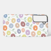 白地にパステルカラーのもふもふお花の繰り返しパターン SAMSUNG GALAXYケース (裏面横)