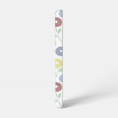白地にパステルカラーのもふもふお花の繰り返しパターン SAMSUNG GALAXYケース (左側面)