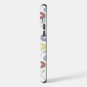 白地にパステルカラーのもふもふ花リピートパターン iPhoneケース (左側面)